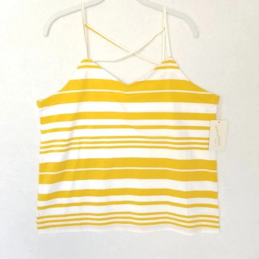 NEW Universal Thread & Co Tank Top Women's Large Squash Stripe Cami Cross Back - Picture 4 of 9